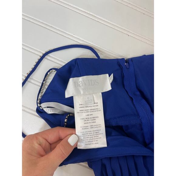 David’s Bridal Royal Blue Plated Fit And Flare Long Dress Gown Wedding Size 0 - Picture 7 of 7